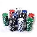 Trademark poker dice style striped chip